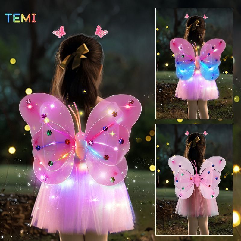 TEMI เด็กแววผีเสื้อปีกนางฟ้ามายากลไม้กายสิทธิ์นางฟ้าชุดสี่ชิ้น
