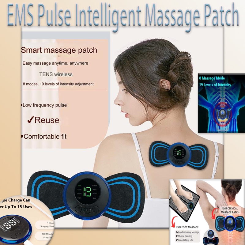 Ems Pulse อัจฉริยะนวด Patch แบบพกพาคอชาร์จนวด Patch สําหรับ Lower Back ไฟฟ้าสมาร์ทกล้ามเนื้อ Body Massager teih