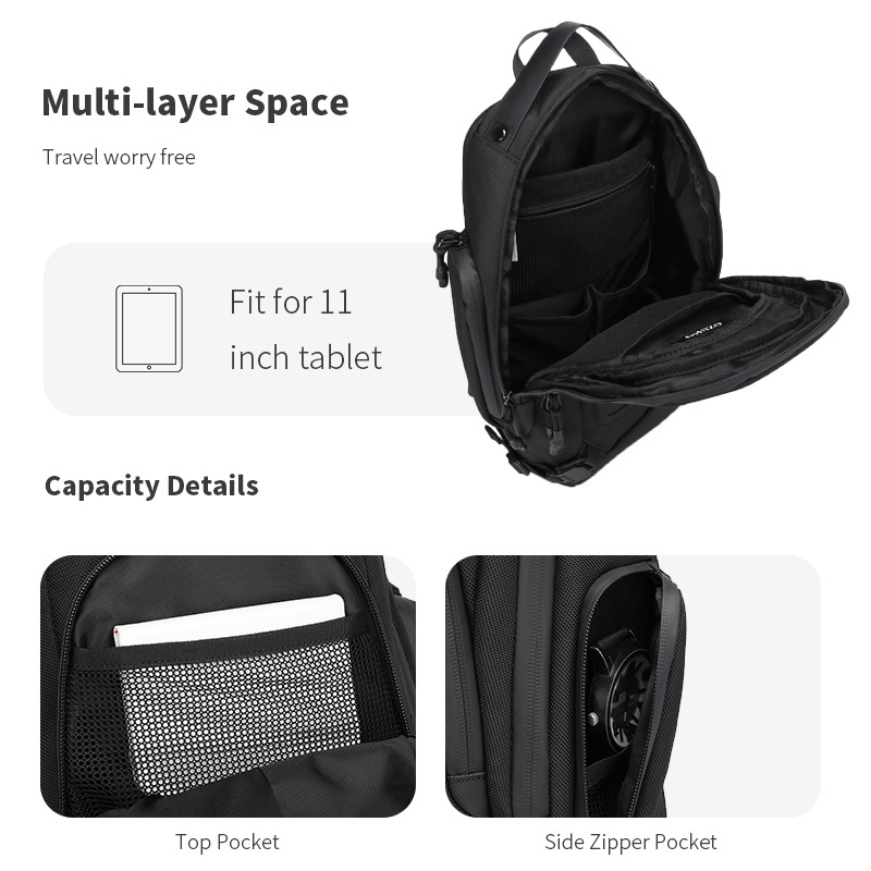 Ozuko Muilt Pockets กระเป ๋ าคาดหน ้ าอกความจุขนาดใหญ ่ กีฬากลางแจ ้ งสลิงกระเป ๋ าสะพายกันน ้ ํา