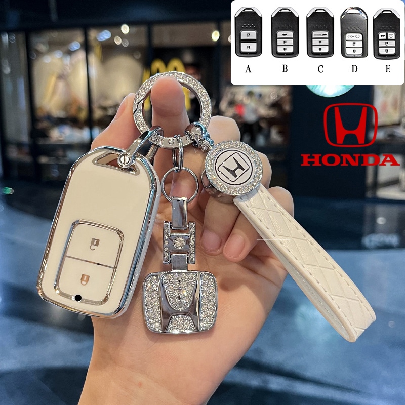 Honda 2/3/4 ปุ่ม TPU ฝาครอบพวงกุญแจสําหรับ Honda Jazz 2013- 2014/Accord 2013-2016/Civic fc-fk 2016-2020/City 2014 (ด้านบน) 2015/ Hatchback/CRV/HRV/BRV
