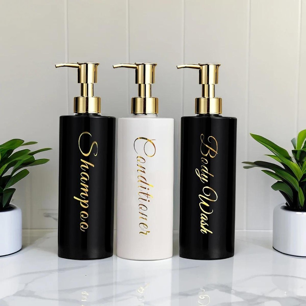 500ml รีฟิลห ้ องน ้ ําแชมพู Dispenser Body Wash Conditioner ขวดโลชั ่ น Dispenser Farmhouse ขวด