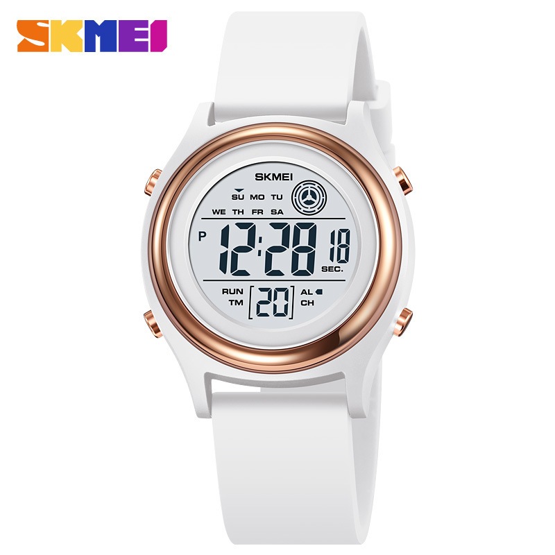 Skmei 2094 ผู ้ หญิงนาฬิกาจับเวลา Lady นาฬิกาข ้ อมือ 50M กันน ้ ํากันกระแทก reloj mujer ด ้ านหลังจอแสดงผลนับถอยหลังนาฬิกาดิจิตอล