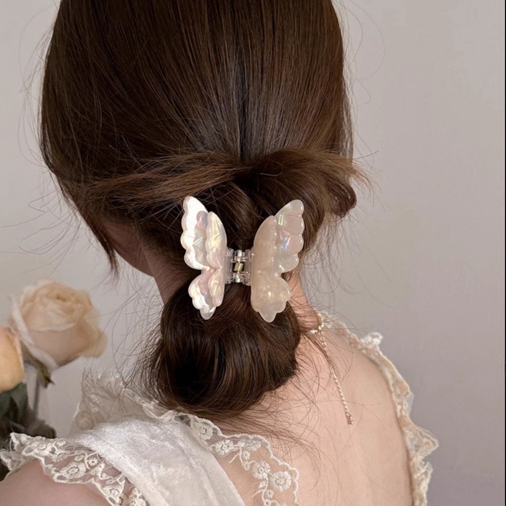 2024 ผีเสื้อ Bilayer รูปร่างผม Claw ขั้นสูงสีสัน Acetate กิ๊บติดผมมีสไตล์ที่หนีบลื่นคลิปขากรรไกรสําหรับผู้หญิงสาว