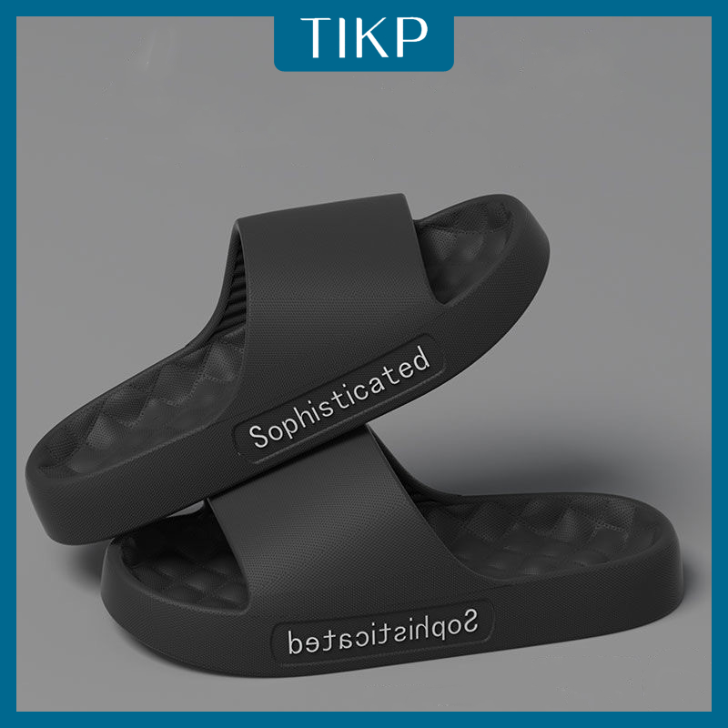 TIKP ฤดูร้อนรองเท้าแตะผู้ชาย ใช้ที่บ้าน รองเท้าแตะเย็นด้านล่างนุ่ม ป้องกันการลื่นไถลในห้องน้ำ size 36-45