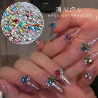 Rou Bao 30 ชิ้นเล็บ K9 ชี้ Rhinestones รูปพิเศษผสม 3-8 มม.สีสัน Super Flash เล็บแก้ว Art 3D ตกแต่ง