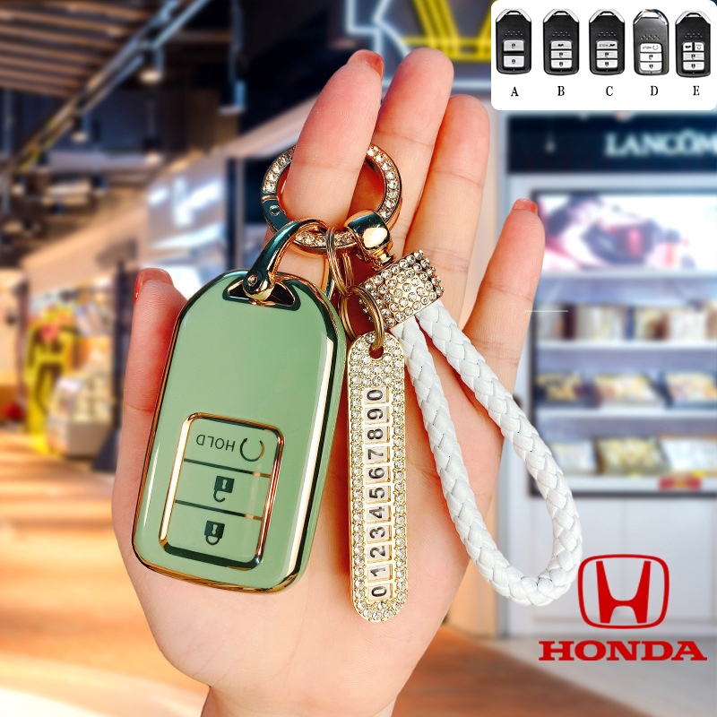 Honda 2/3/4 ปุ่มรถ Remote Key สําหรับ Honda Jazz/Accord/Civic fc-fk/City 2014 (ด้านบน)/ Hatchback/CRV/HRV/BRV ฝาครอบกุญแจพวงกุญแจ