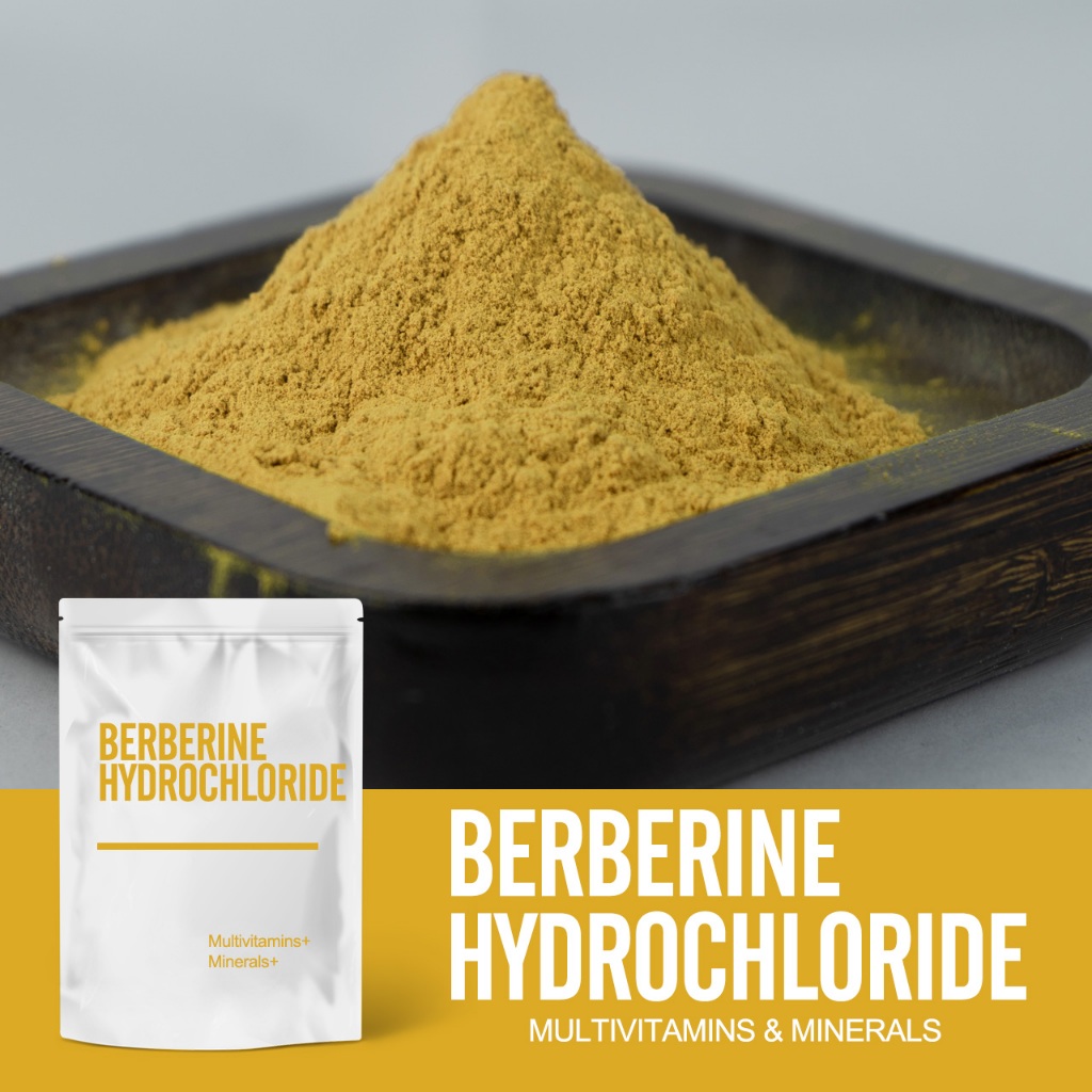 Berberine ไฮโดรคลอไรด์ 98%, ผงสารสกัดจากคอปติส/berine ไฮโดรคลอไรด์, ละลายน้ํา, โรงงานเกรดอาหาร 100g/