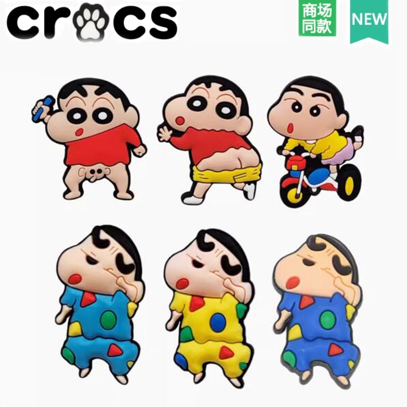 Crocs Hole รองเท้าอุปกรณ์เสริมรองเท้าหัวเข็มขัดการ์ตูน Zhibixing Crayon Shin-Chan รองเท้าดอกไม้ตกแต่งหัวเข็มขัดเหมาะสําหรับ Cross
