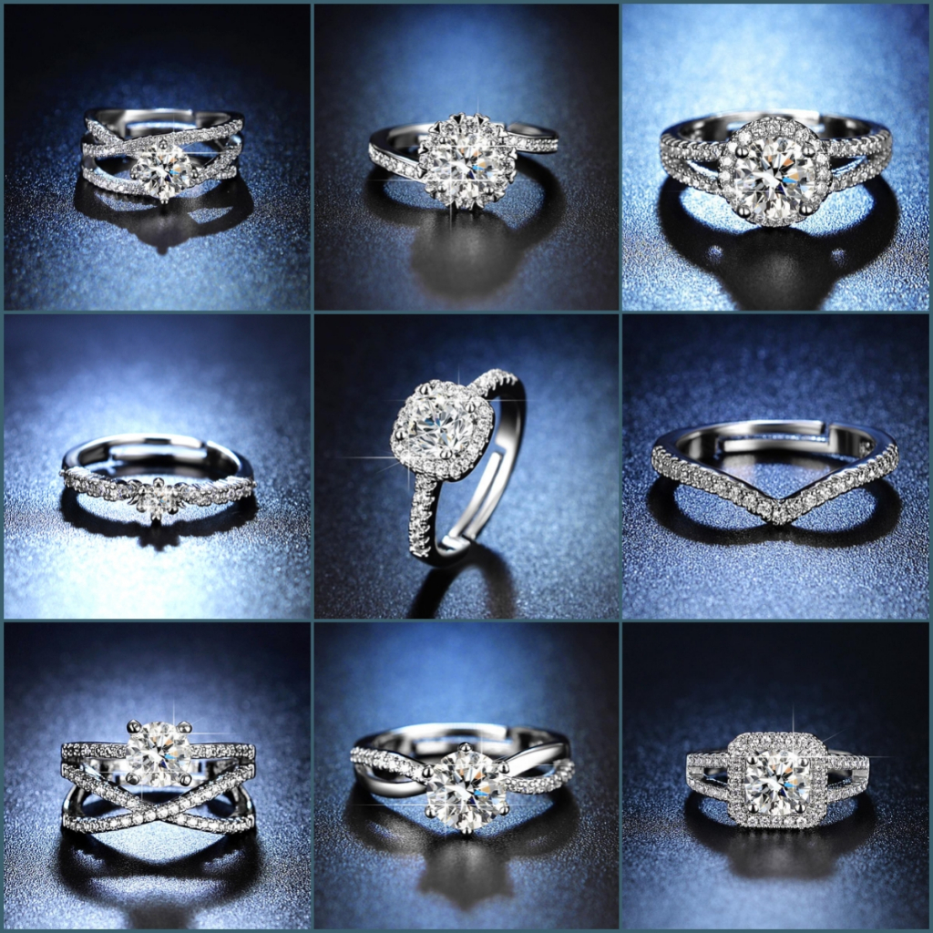 KADER JEWELRY แหวนปรับได้ เงิน แฟชั่น เพชร 925 แท้ แหวน ผู้หญิง M155