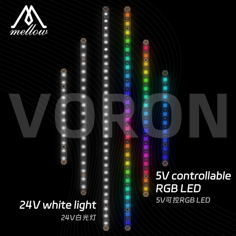Mellow 2pcs Voron 5V RGB/สีขาว LED Bar Daylight PCB ชุดสําหรับ 3D เครื่องพิมพ์ Voron