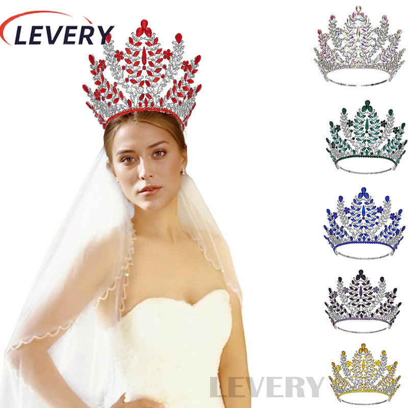 Levery 2024 ใหม ่ ปรับ Royal Queen งานแต ่ งงานมงกุฎสําหรับผู ้ หญิงประกวดผมเครื ่ องประดับอุปกรณ ์ เสริม