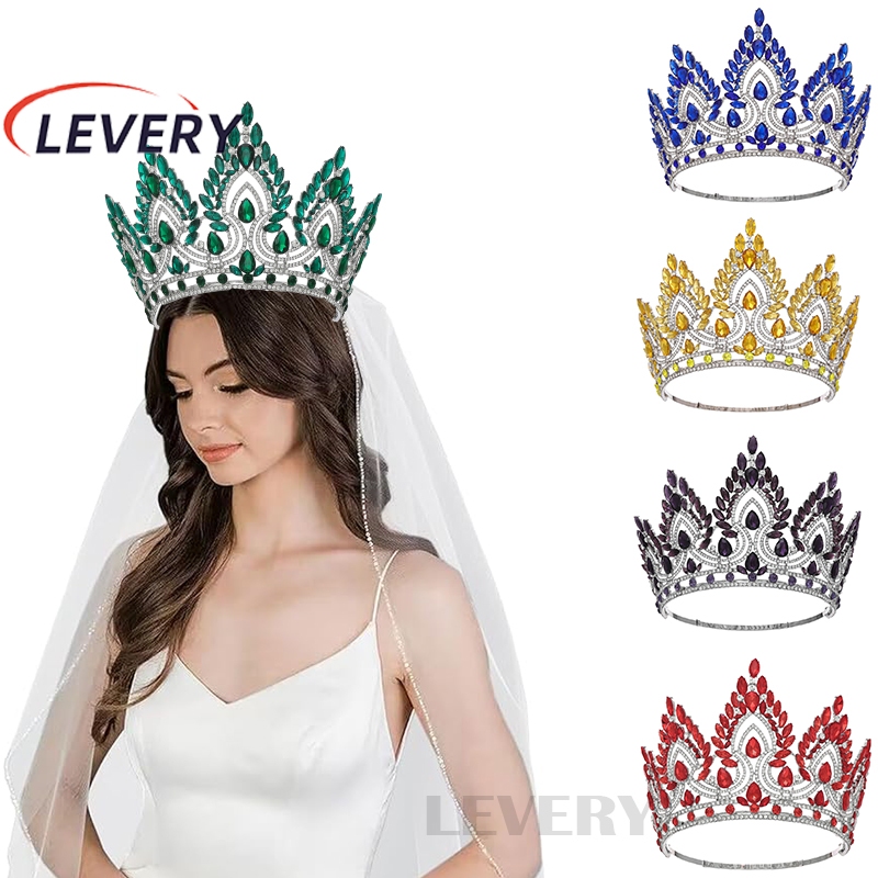 Levery 2024 ใหม ่ ปรับคริสตัล Queen Tiaras และมงกุฎสําหรับผู ้ หญิงความงาม Diadem เครื ่ องประดับผม
