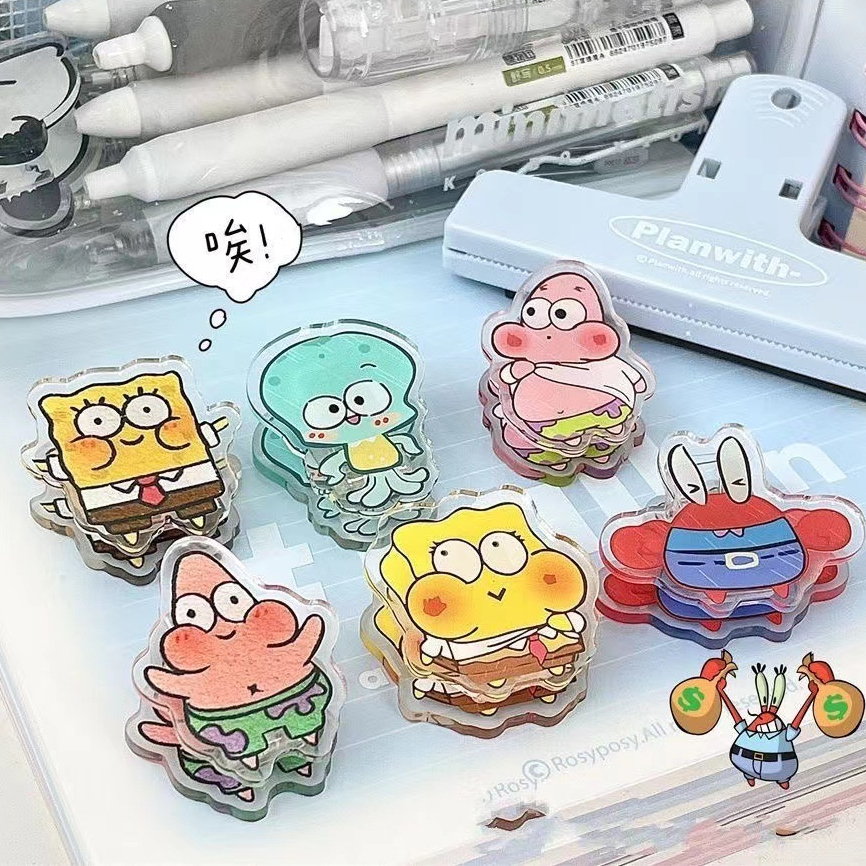 Spongebob คลิปอะคริลิคมัลติฟังก ์ ชั ่ นสองด ้ านคลิป PP น ่ ารักคลิปหนีบกระดาษคลิปปิดผนึกเครื ่ องเขียน