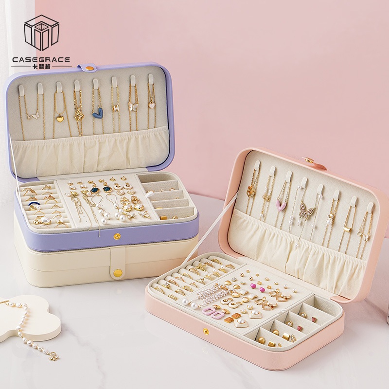 Casegrace Jewellery กล่องสําหรับสตั๊ดแบบพกพาต่างหูสร้อยคอแหวนนาฬิกา Jewellery กล่องเก็บกล่องของขวัญแต่งงาน