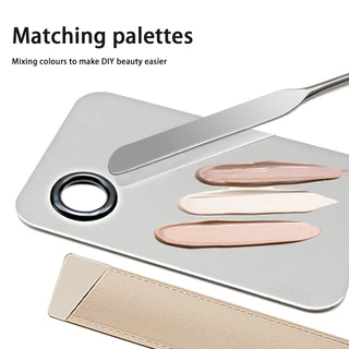 สแตนเลส Dual Heads Makeup Toner Spatula Mixing Stick Foundation ครีมผสมเครื่องมือเครื่องสําอาง Make Up เครื่องมือพร้อมกระเป๋า