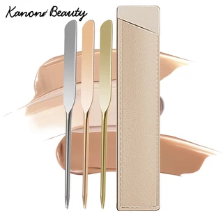 สแตนเลส Dual Heads Makeup Toner Spatula Mixing Stick Foundation ครีมผสมเครื่องมือเครื่องสําอาง Make Up เครื่องมือพร้อมกระเป๋า