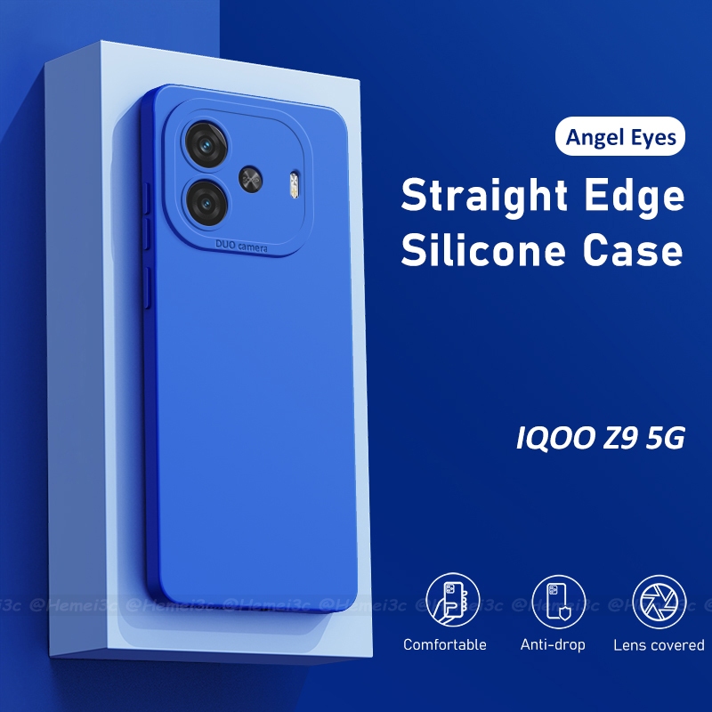 สําหรับ Vivo IQOO Z9 Turbo Plus 5G ปลอกสแควร์ด้านข้าง Soft TPU เคสโทรศัพท์ฝาครอบ