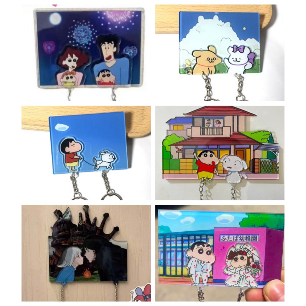 สติกเกอร์พวงกุญแจ ลายการ์ตูนชินจัง และเซียวไบ น่ารัก สร้างสรรค์ สําหรับตู้เย็น