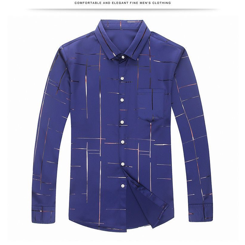 แฟชั่นผู้ชายตรวจสอบเสื้อแขนยาวลายเสื้อลําลองทํางานอย่างเป็ รูปที่ 6