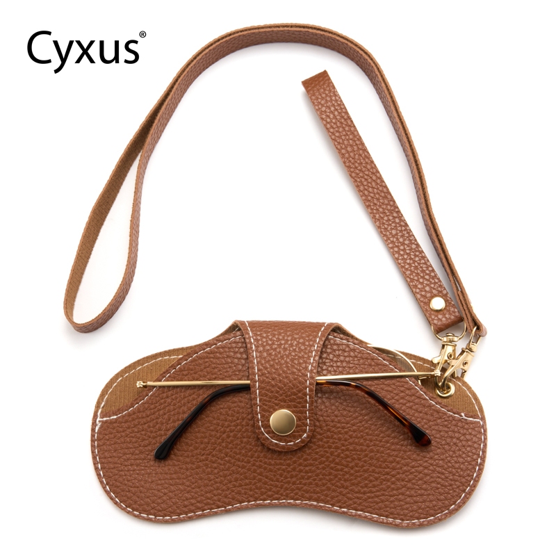 Cyxus กระเป๋าเก็บแว่นตาข้อมือ + แขวนคอถุงเก็บแว่นตาแบบบูรณาการ Pebbled วัสดุ PU หลายสี 7501