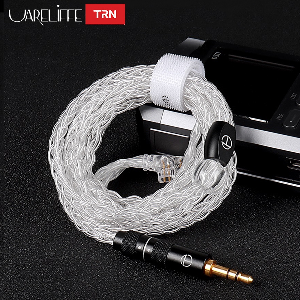 Uareliffe TRN T3 PRO หูฟังอัพเกรดสาย 8 Core สายเงินบริสุทธิ์ 2Pin S/0.75 มม./0.78 มม./MMCX Audio Con