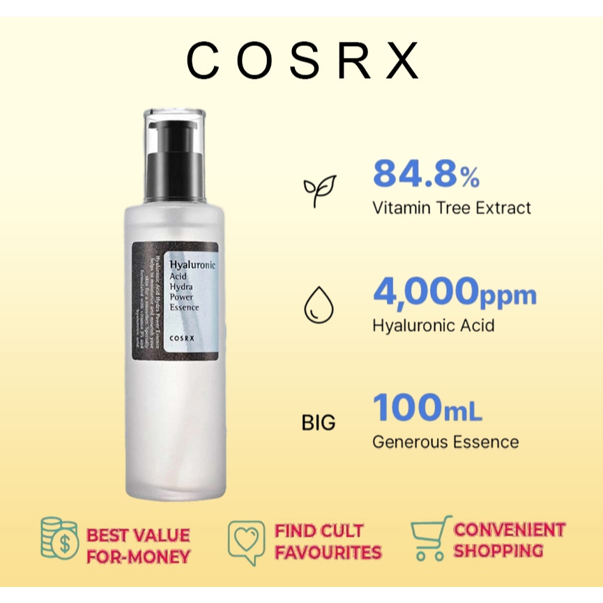 【แท้100%】COSRX Hyaluronic Acid Hydrating Essence เซรั่ม 100ml เซรั่ม เซรั่มบํารุงผิวหน้า กระชับรูขุมขน กรดไฮยาลูโรนิก Anti aging