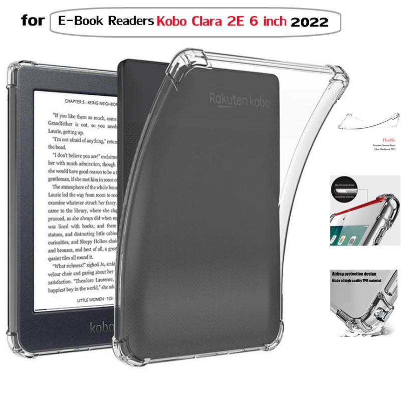 NEW 2022 Kobo Clara 2E 6 inch Case e-Book Readers Amazon Kobo Clara 2e 6.0" Transparent TPU Soft Back Cover Funda Shockproof E-book Reader Case For Kobo
