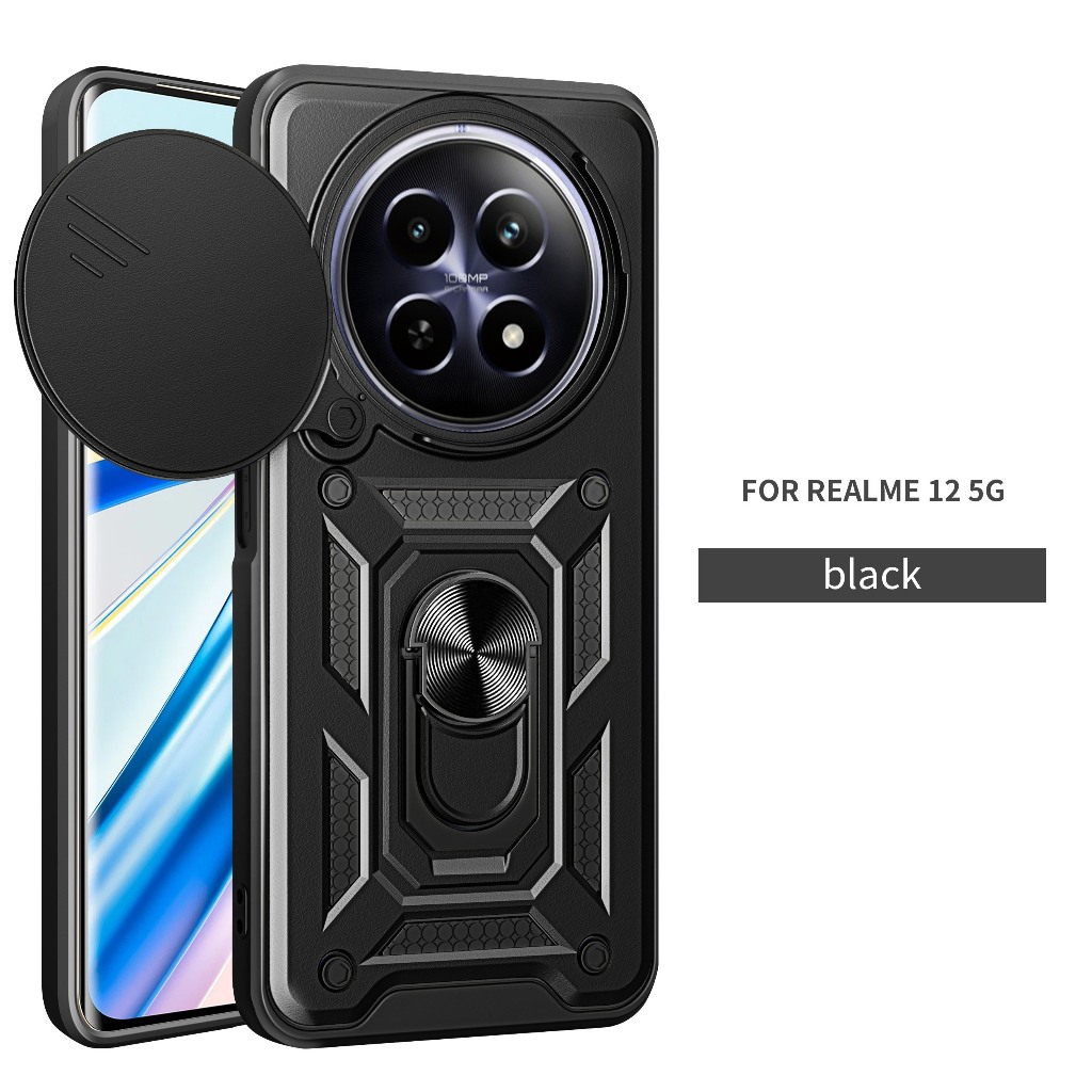 สําหรับ Realme 12 5G , เคสโทรศัพท ์ ป ้ องกันการหล ่ น , รถบ ้ านวงเล ็ บแม ่ เหล ็ ก , 360 องศาแหวนหมุนวงเล ็ บ , เลนส ์ ป ้ องกันเคสโทรศัพท ์ กรณี