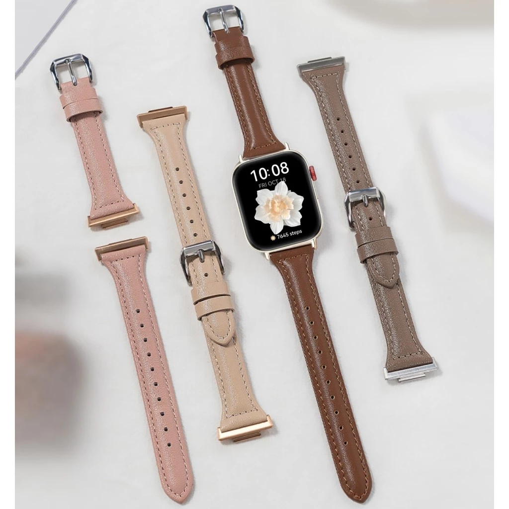 Elegant Slim Leather Strap For Huawei watch Fit 5 สาย Huawei watch Fit 5 Pro นาฬิกา Watch Fit 4 สาย Band For Huawei 3 Fit3 / new สาย SE Strap Smart Fit4 Fit5 Pro Strap