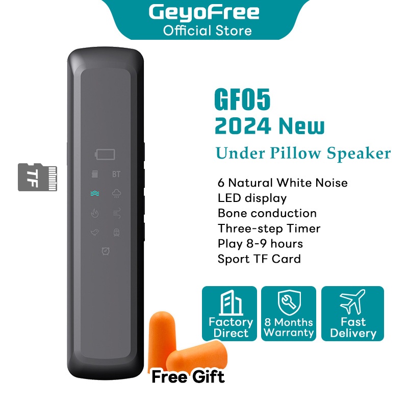 GeyoFree 2024 Bone Conduction Sleep Speaker รุ่นใหม่มีจอ LED ลำโพงใต้หมอน เสียงสีขาว TF
