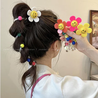 น่ารักดอกทานตะวันฟองถักผมเครื่องมือที่มีประโยชน์แถบคาดศีรษะผมหางม้าสูงหญิง 2024 สไตล์ใหม่สายโทรศัพท์แหวนผม