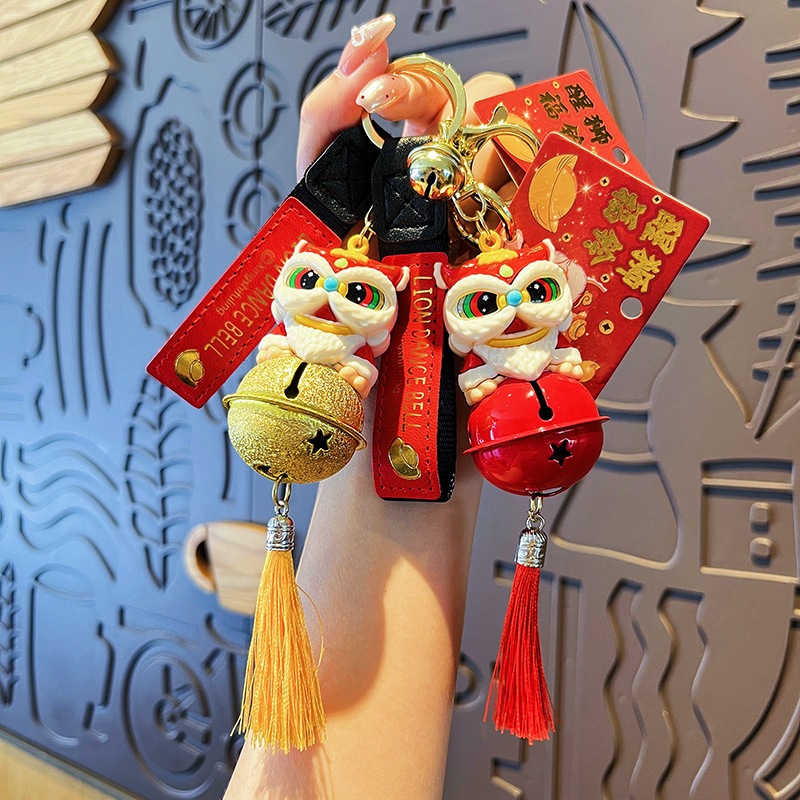 ของแท ้ Lion Awakening Lucky Bell พวงกุญแจสไตล ์ จีน Lion Dance ตุ ๊ กตาพวงกุญแจจี ้ ของขวัญแหวนพร ้ อมสต ็ อก