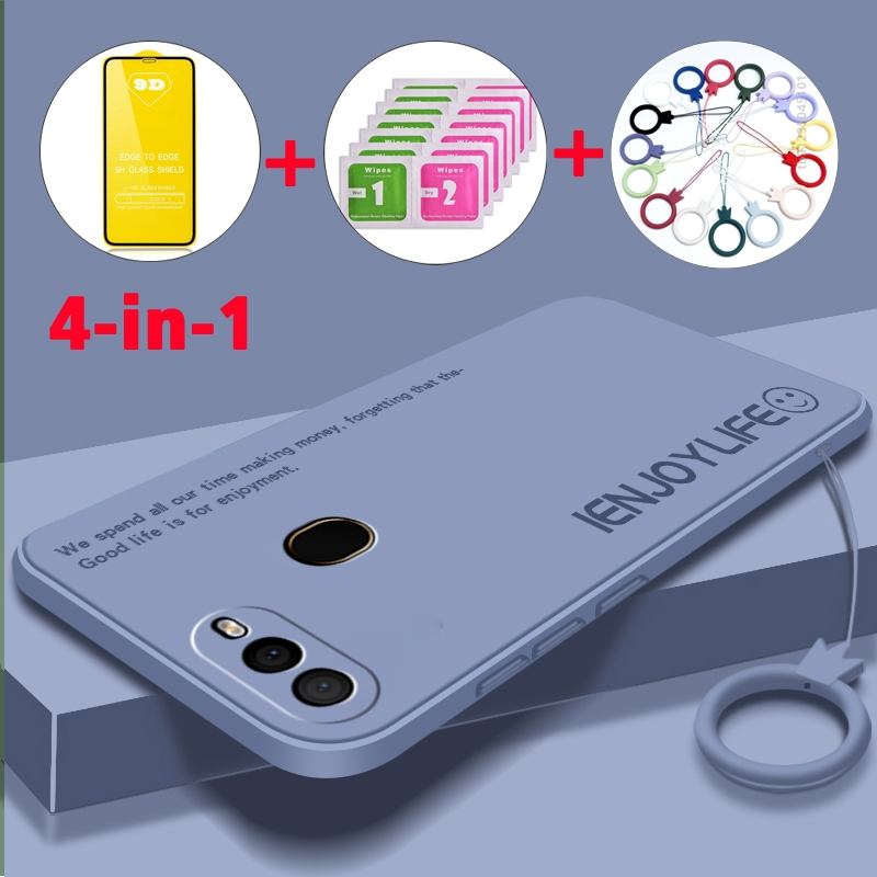 FREE กระจกนิรภัยcasing oppo a5s oppo a12 oppo A7 oppo a3s oppo a12e F9 เคสโทรศัพท์ with Tempered Softcase Liquid Silicone Protector เคสกันกระแทก ดีไซน์ใหม่ YTMZM01