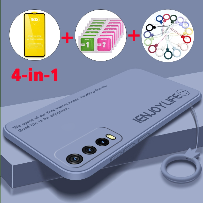 FREE กระจกนิรภัยปลอก vivo y12s vivo y12a vivo y20 vivo y20s vivo y20i vivo y20s g เคสโทรศัพท์พร้อม Tempered Softcase Silicone Protector เคสกันกระแทก ดีไซน์ใหม่ YTMZM01