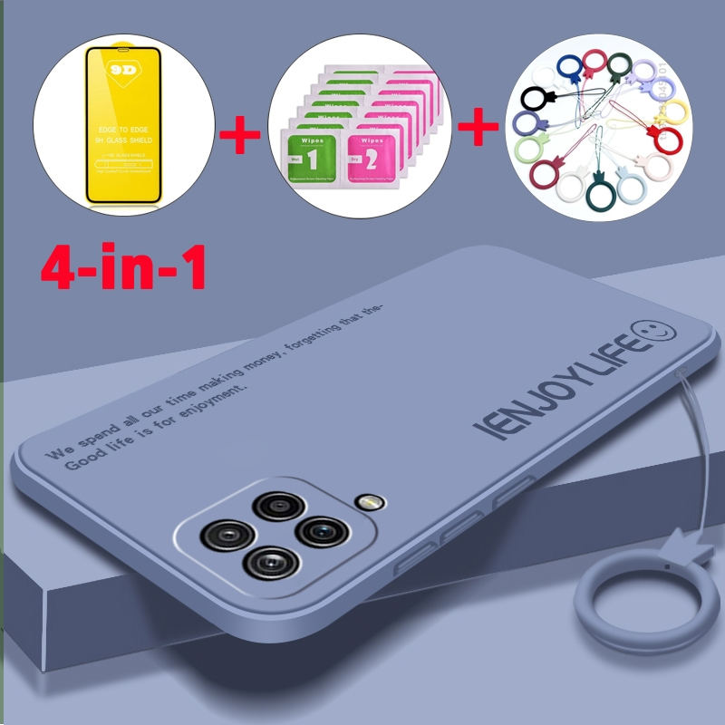 เคส 【 กระจกนิรภัยฟรี 】 เคสโทรศัพท ์ samsung a12 samsung M12 พร ้ อมเคสนิ ่ มนิรภัยซิลิโคนเหลวป ้ องกันเรียบกันกระแทกฝาครอบกันชนออกแบบใหม ่ YTMZM01