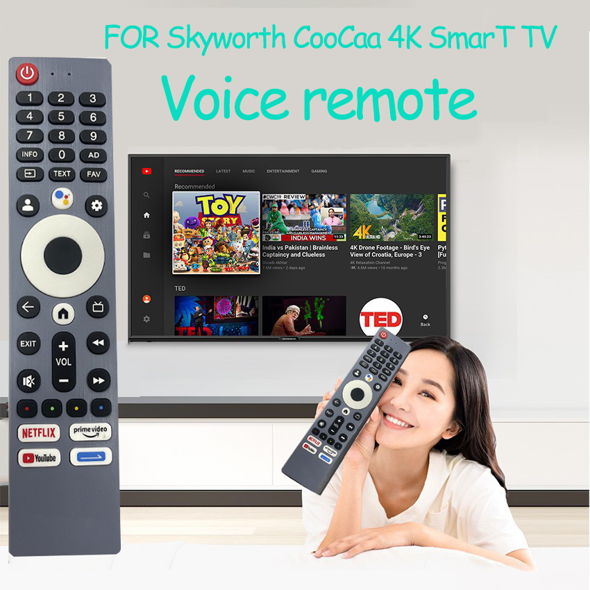 คำสั่งเสียง remote รีโมททีวี Skyworth CooCaa LCD Smart TV รีโมท 55G22 BETFLIX/ prime video /YouTube
