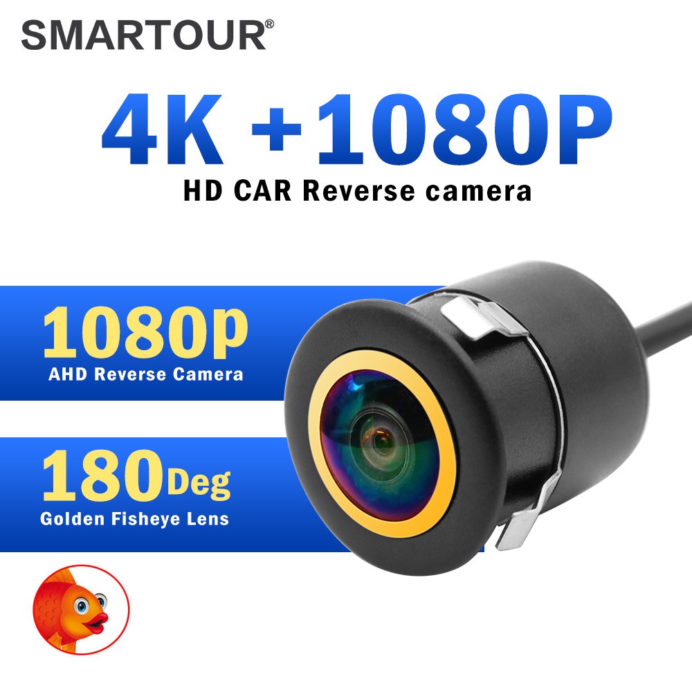 Smartour AHD 4k 1080P Night Vision 180 องศา Fisheye Len 185 มม.รถย้อนกลับสํารองด้านหลังสําหรับด้านหน้ากล้อง Android DVD Monitor