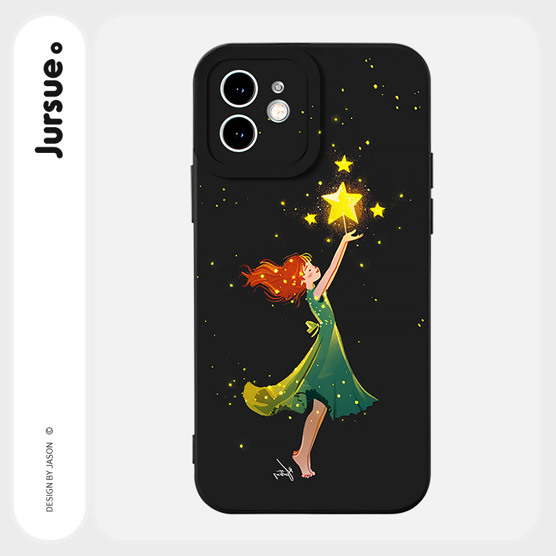 JURSUE เคสไอโฟน สีดำ เคสซิลิโคนนุ่มกันกระแทกน่ารักตลก เคสโทรศัพท์  for iPhone 17 16 15 14 13 12 11 Pro Max SE 2020 X XR XS 8 7 Plus พลัส Y5117
