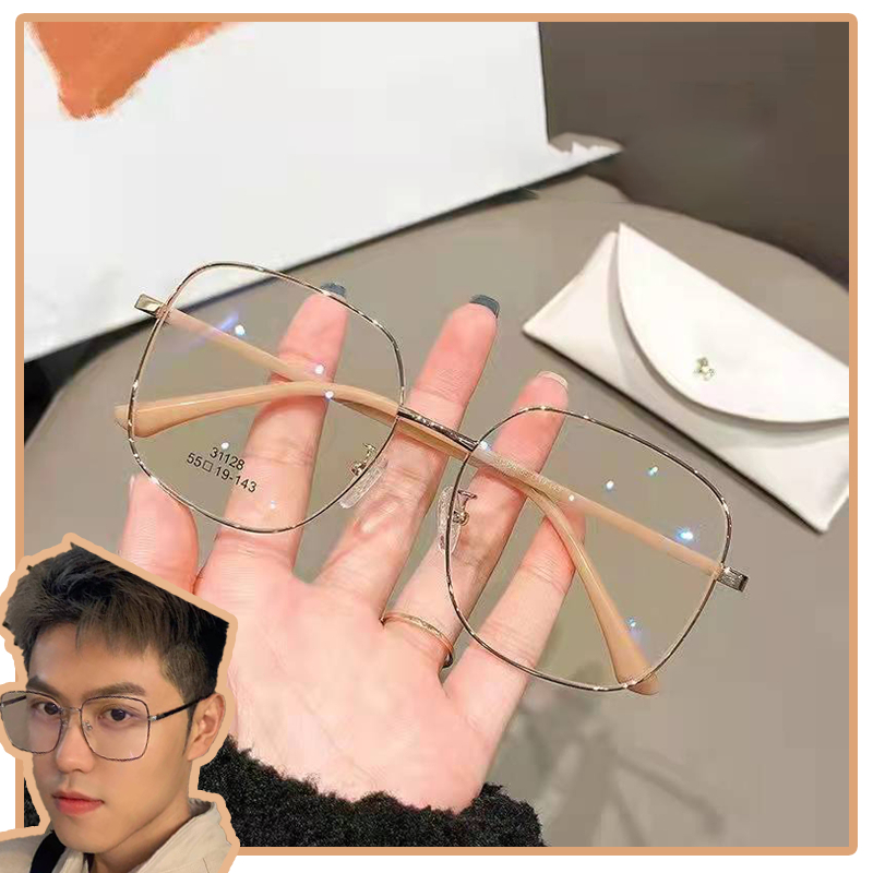 *Future star* แว่นตาแฟชั่น 0 ~ 500° แว่นสายตาสั้น แว่นป้องกันแสงสีฟ้า กรอบใหญ่ทำให้หน้าเล็กลง กรอบแว่นตาโลหะ A16