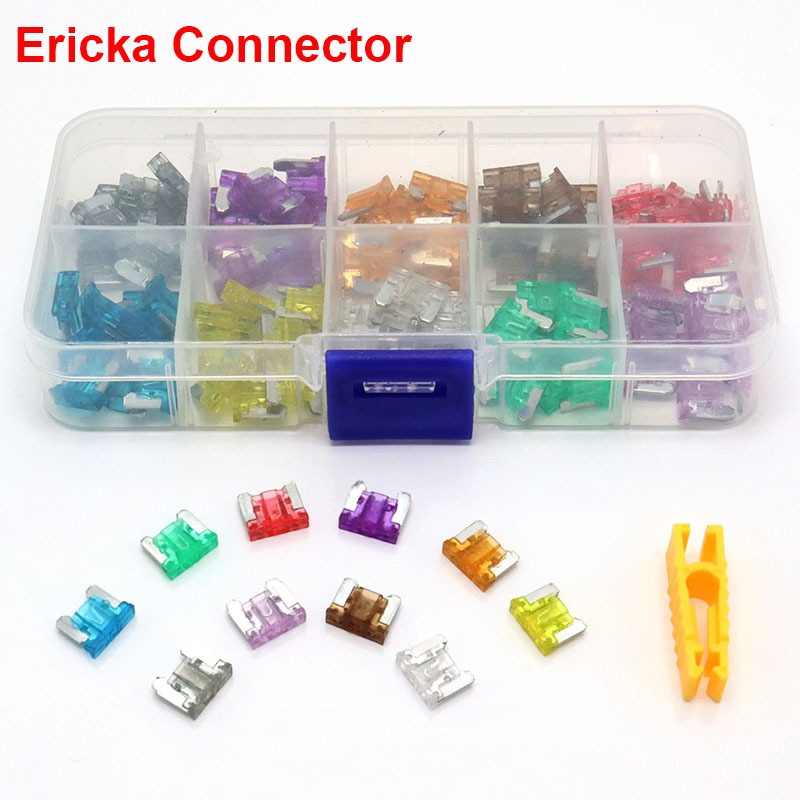 100/50pcs รถบรรทุก Micro Blade ฟิวส์ 2A 3A 5A 7.5A 10A 15A 20A 25A 30A 35A AMP Mini ขนาดฟิวส์กล่องพลาสติก Assortment พร้อมคลิป