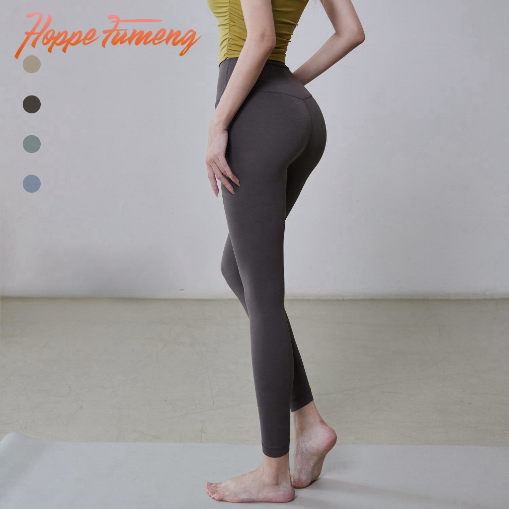 Hoppe Fumeng เอวสูง คุณภาพสูง ราคาถูก ฟิตเนส กางเกงกีฬาขายาว เลกกิ้งโยคะ