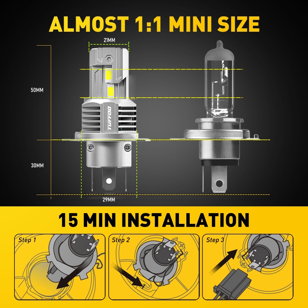 Tuffoo H4 / 9003 / HB2 / H19 หลอดไฟหน้า LED สําหรับรถยนต์ รูปที่ 5
