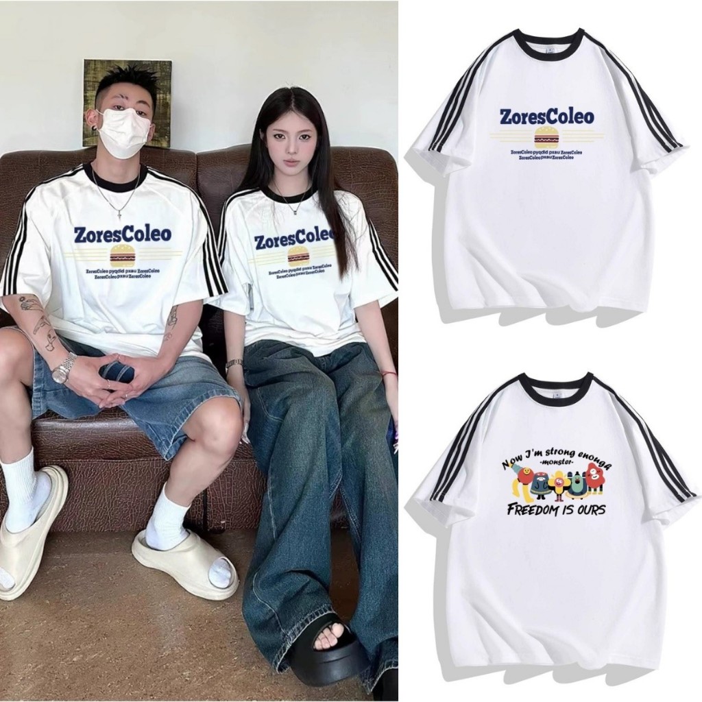 (จัดส่งทันที) เสื้อยืด UNISEX สไตล์เกาหลี Raglan เสื้อยืดแขนสั้น oversize เสื้อยืดผู้ชายและผู้หญิงหลวม Hottrend 2024