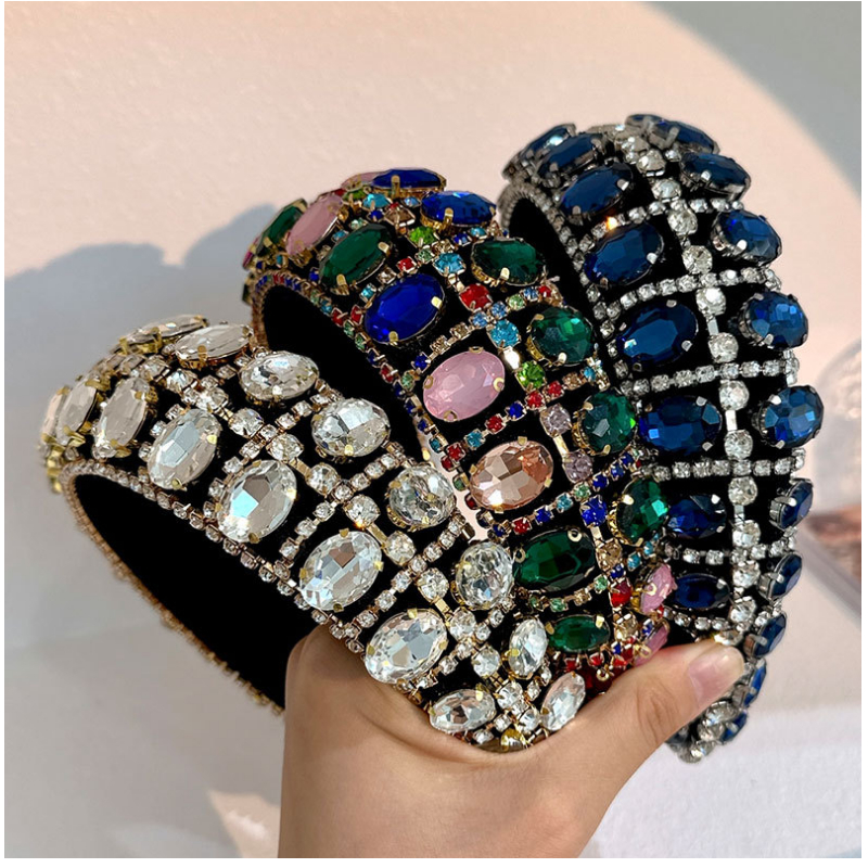 ยางรัดผมสไตล์บาร็อค ยางรัดผมหนาเพชร ยางรัดผมหรูหราหรูหราหรูหรา เครื่องประดับผมสําหรับเด็กผู้หญิง - รูปที่ 6