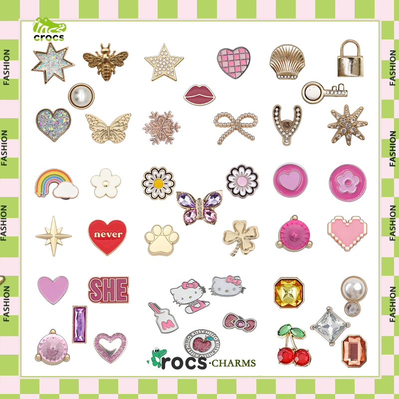 Jibbitz crocs crocs charms สไตล์ใหม่โลหะเพชรรองเท้าหัวเข็มขัดอุปกรณ์เสริมคุณภาพสูงตกแต่งหัวเข็มขัดอัญมณีผีเสื้อ DIY เครื่องประดับสร้างสรรค์