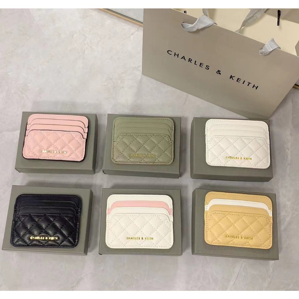 (พร้อมกล่อง)CK 50680926 ผู้หญิงผ้านวมเพชรตรวจสอบมินิกระเป๋าการ์ดผู้หญิง