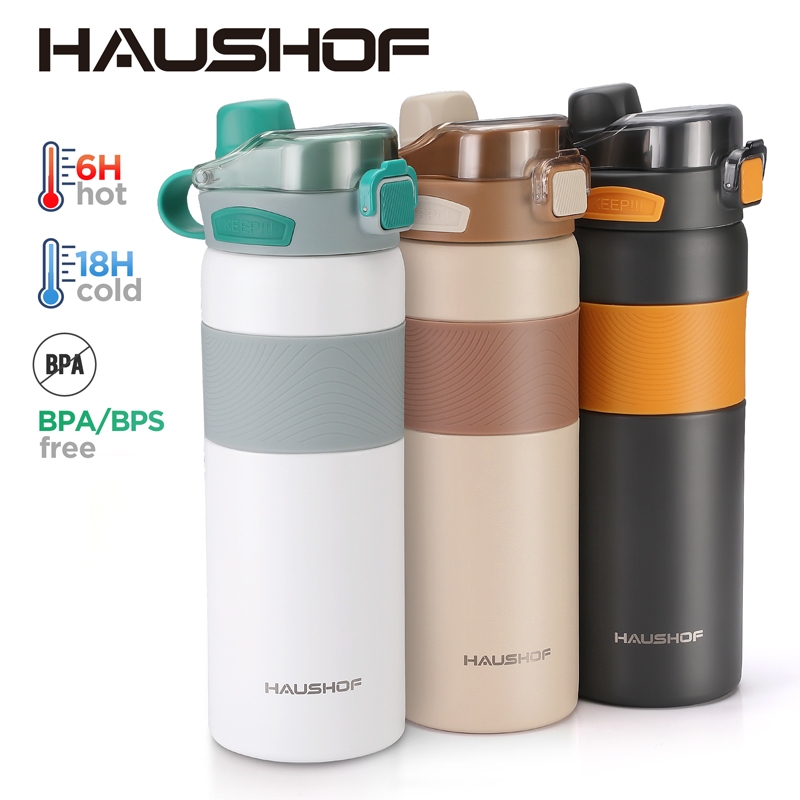 Haushof กระติกน้ําร้อน สเตนเลส มีฉนวนกันความร้อน 800 มล. 27 ออนซ์ ไร้ BPA พร้อมหลอด