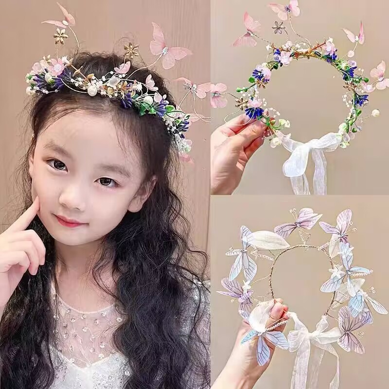 [Magpie ] ที ่ คาดผมพวงหรีดเด ็ ก,ซุปเปอร ์ นางฟ ้ าสไตล ์ ป ่ าที ่ คาดผมดอกไม ้ มุก , ที ่ คาดผมสาวน ้ อยเครื ่ องประดับผม