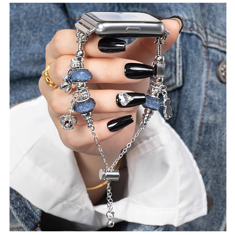 Luxury DIY Watch Strap Compatible For Huawei Watch Fit 3 สาย Gem Agate Style Watchband สาย Huawei Fit3 Strap Jewelry Beads Wristband Metal Loop For สาย Huawei Watch Fit 2 Strap สาย Huawei Watch Fit 3 Strap For Huawei Watch fit New/ Huawei Watch fit SE สาย
