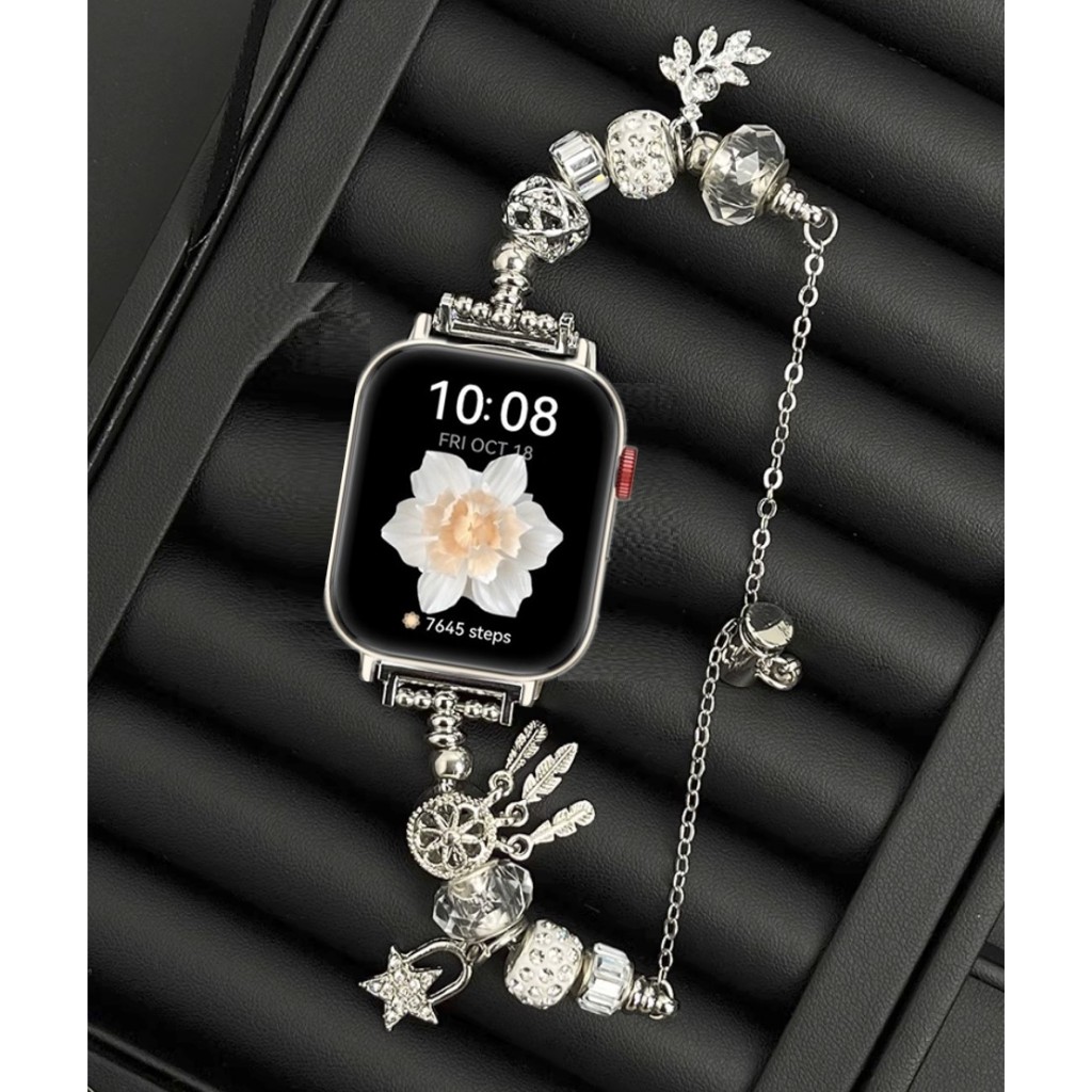 Luxury DIY Watch Strap Compatible For Huawei Watch Fit 3 สาย Gem Agate Style Watchband สาย Huawei Fit3 Strap Jewelry Beads Wristband Metal Loop For สาย Huawei Watch Fit 2 Strap สาย Huawei Watch Fit 3 Strap For Huawei Watch fit New/ Huawei Watch fit SE สาย